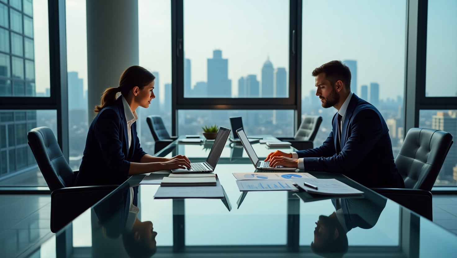 Expert en audit financier - Bureau moderne avec documents financiers